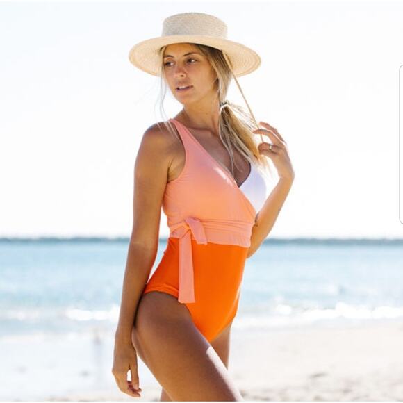 Cupshe Color Block Tie Side One Piece Swimsuit, Size Medium, NWT - Picture 1 of 14